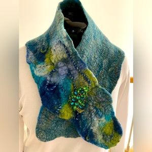 Handmade Soft Wet Felted Wool/Silk Scarf